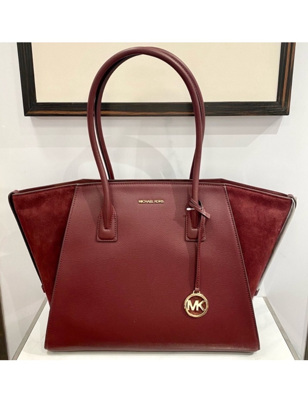 Michael Kors Avril Extra-Large Leather Top-Zip Tote Bag In Oxblood NWT